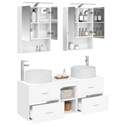 vidaXL Bathroom Furniture Set 5 pcs White Engineered Wood and Glass