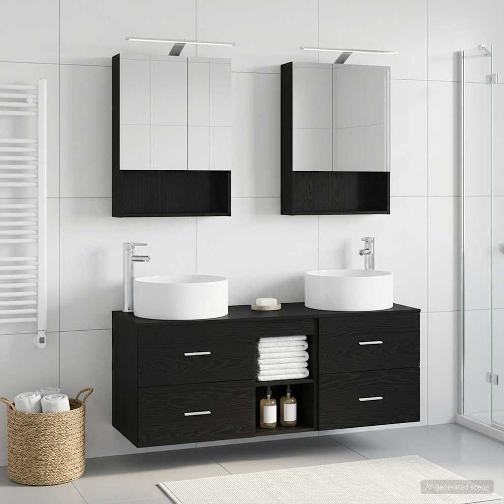 vidaXL Bathroom Furniture Set 5 pcs Black Oak
