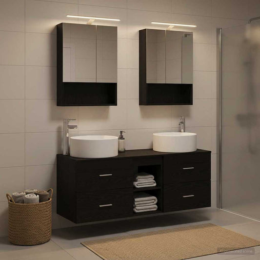 vidaXL Bathroom Furniture Set 5 pcs Black Oak