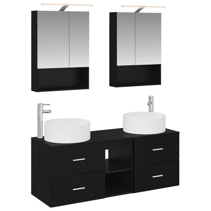vidaXL Bathroom Furniture Set 5 pcs Black Oak