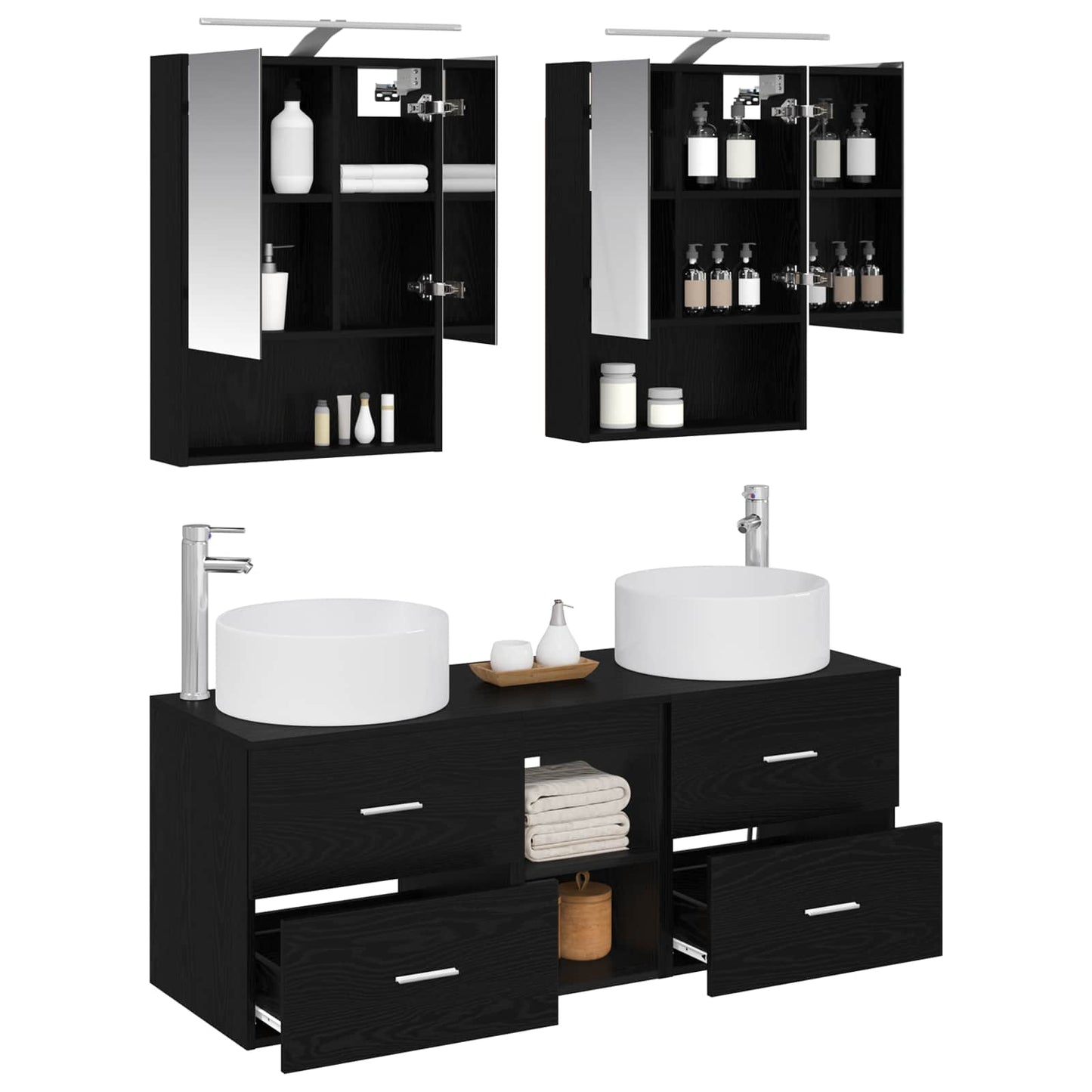 vidaXL Bathroom Furniture Set 5 pcs Black Oak