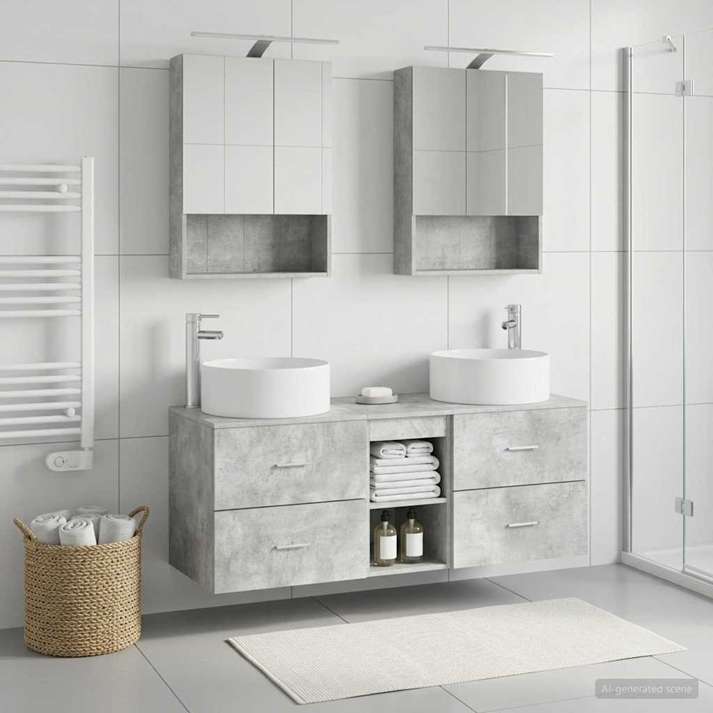 vidaXL Bathroom Furniture Set 5 pcs Concrete Grey