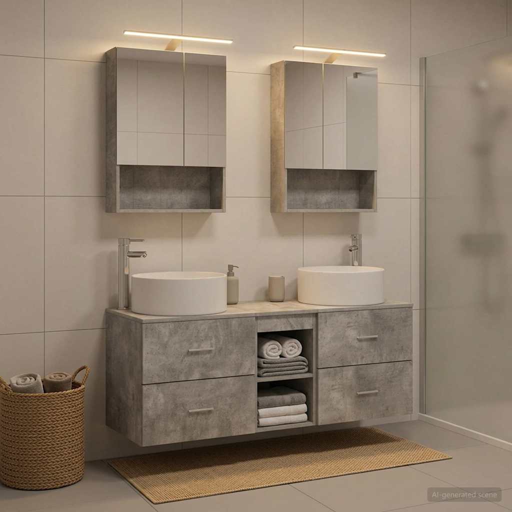 vidaXL Bathroom Furniture Set 5 pcs Concrete Grey