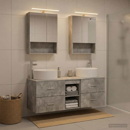 vidaXL Bathroom Furniture Set 5 pcs Concrete Grey