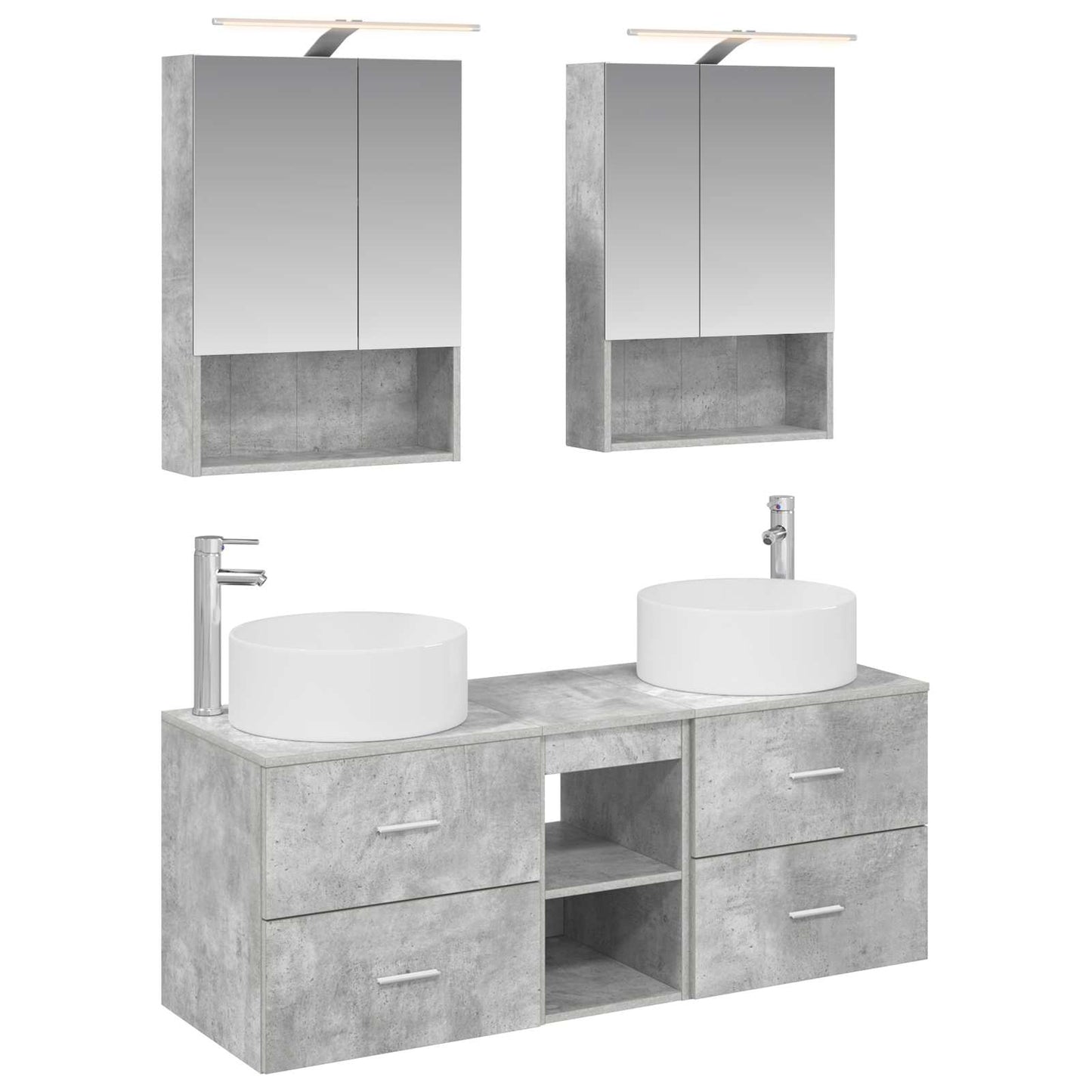 vidaXL Bathroom Furniture Set 5 pcs Concrete Grey