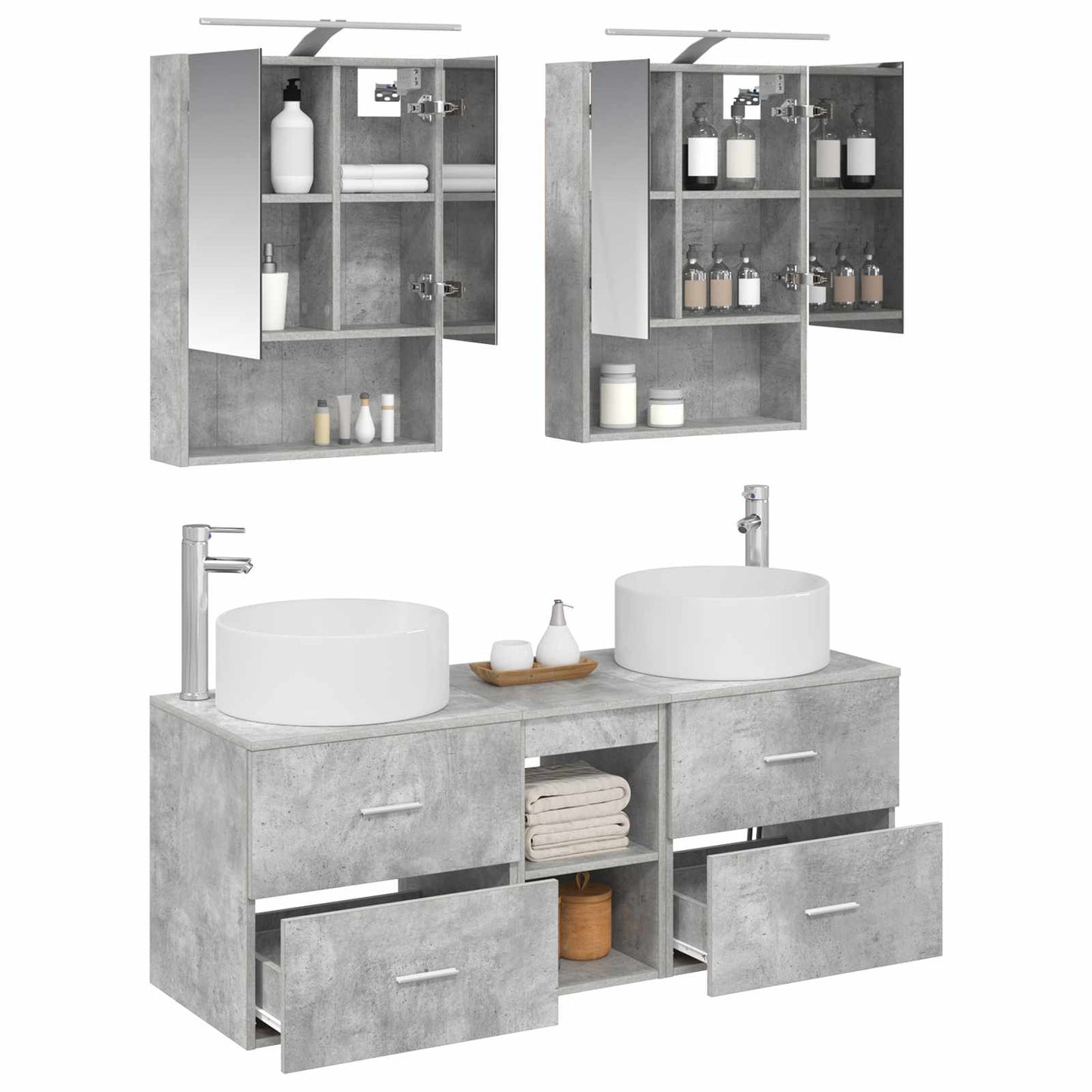vidaXL Bathroom Furniture Set 5 pcs Concrete Grey