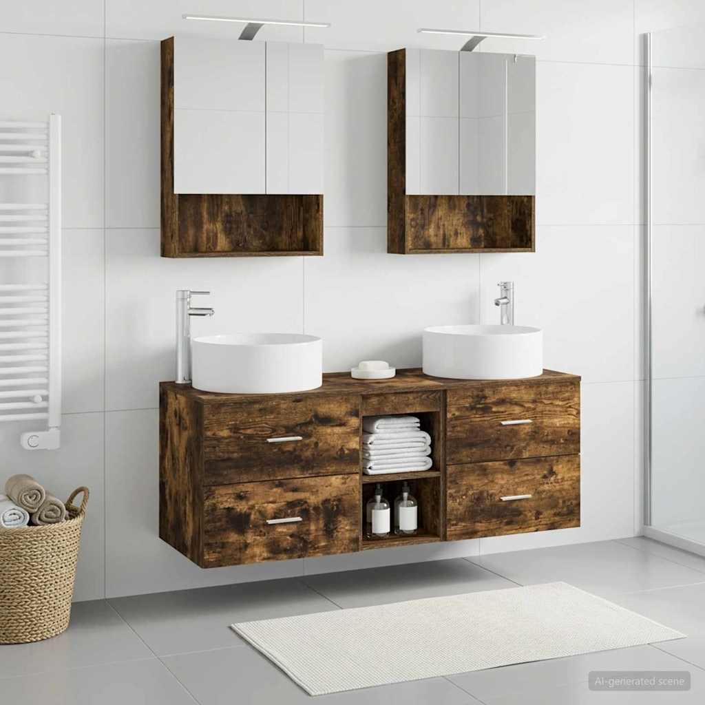 vidaXL Bathroom Furniture Set 5 pcs Smoked Oak