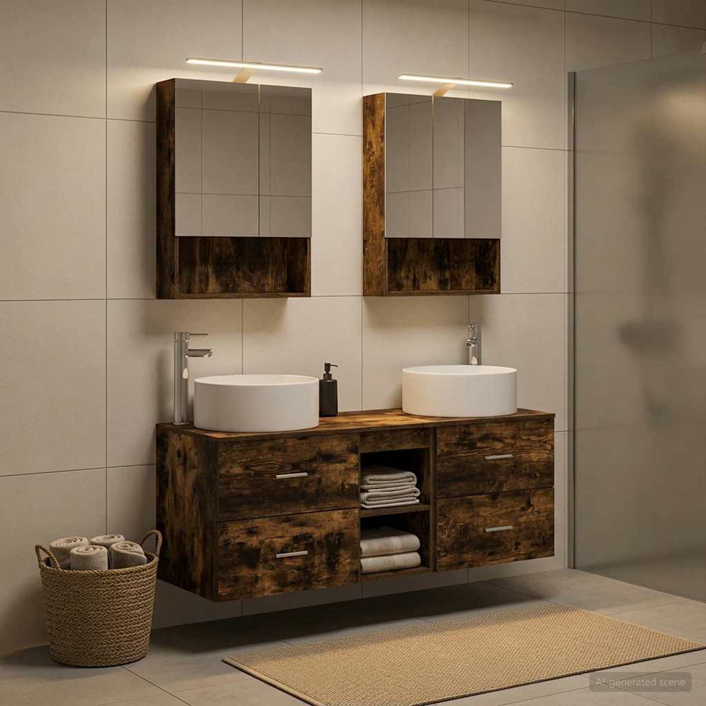 vidaXL Bathroom Furniture Set 5 pcs Smoked Oak