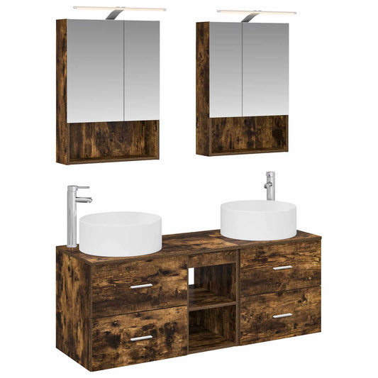 vidaXL Bathroom Furniture Set 5 pcs Smoked Oak