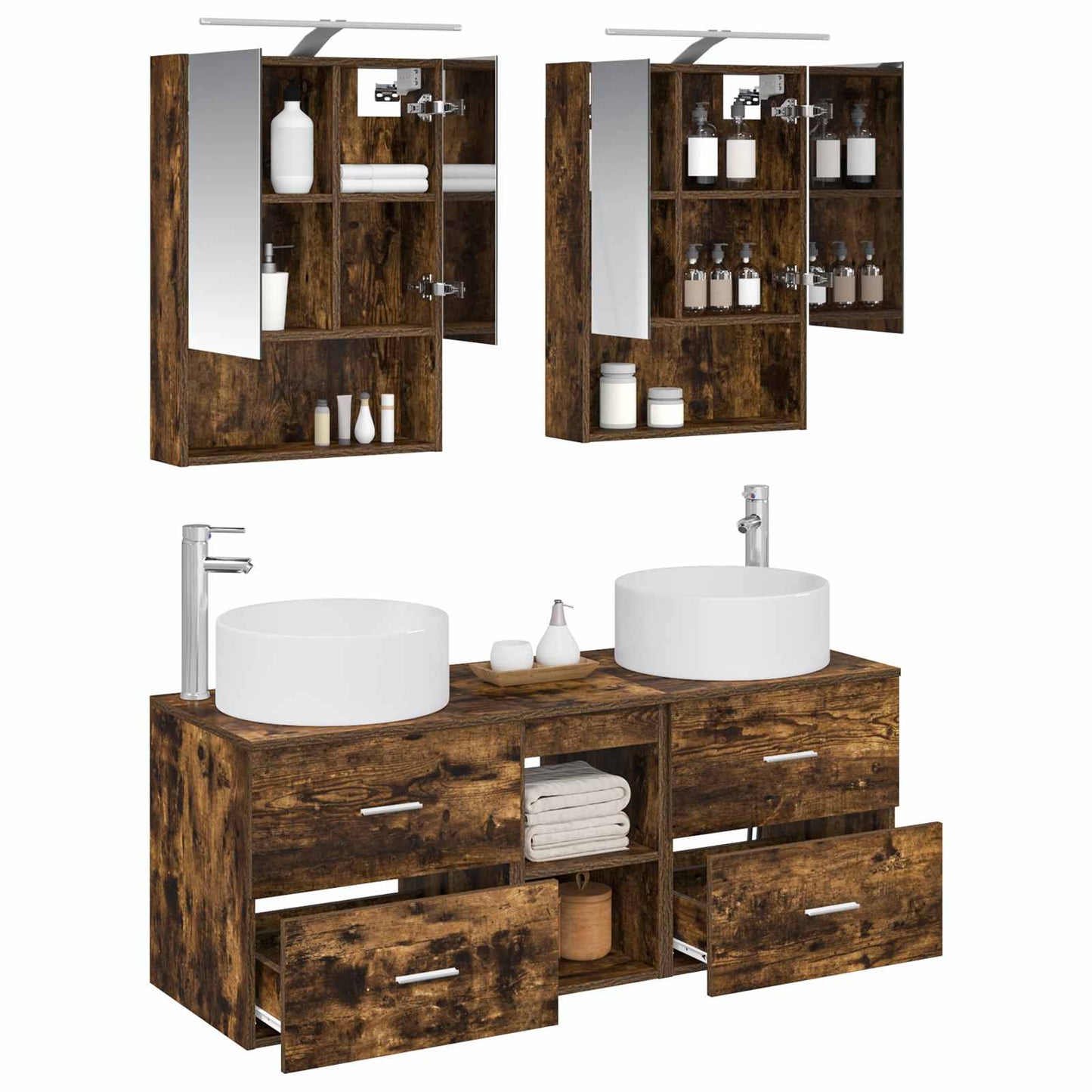 vidaXL Bathroom Furniture Set 5 pcs Smoked Oak