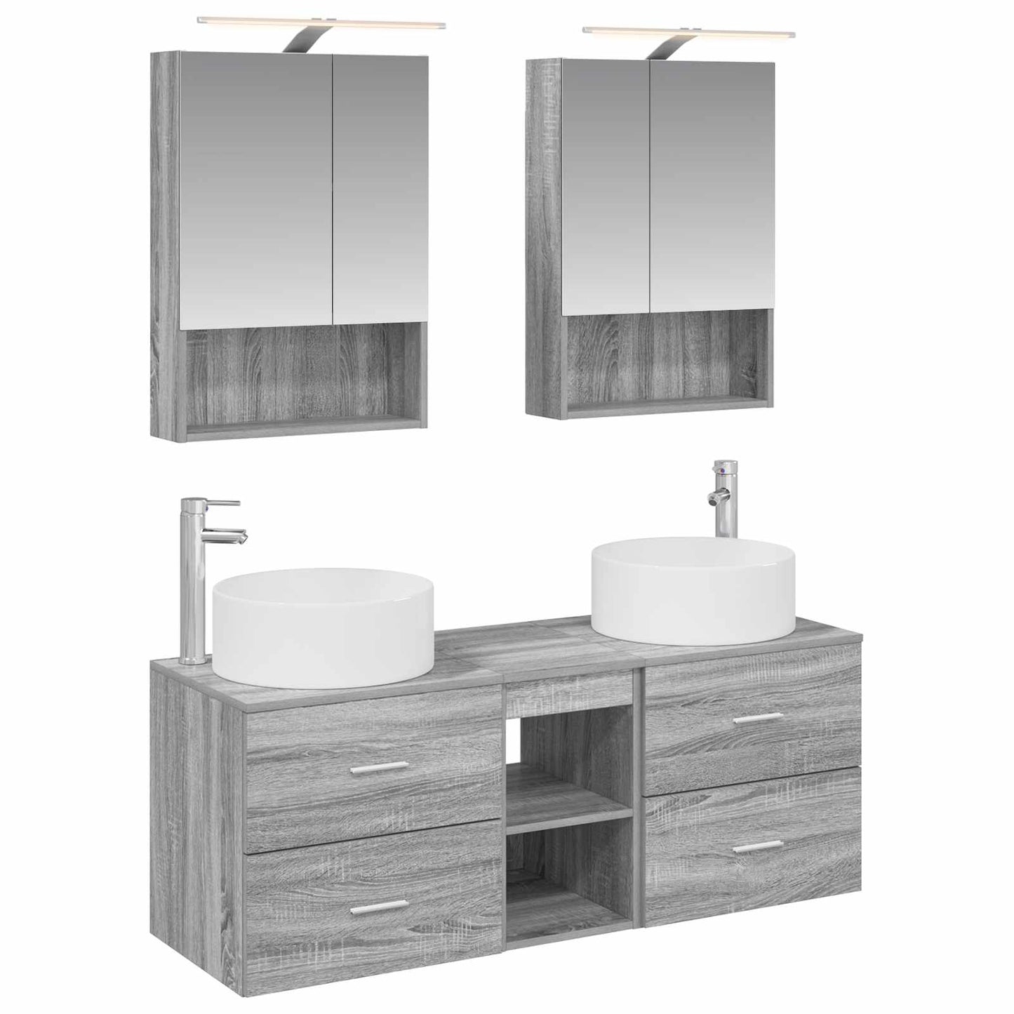 vidaXL Bathroom Furniture Set 5 pcs Grey Sonoma