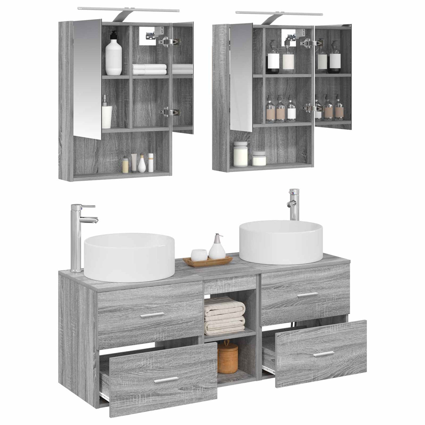 vidaXL Bathroom Furniture Set 5 pcs Grey Sonoma