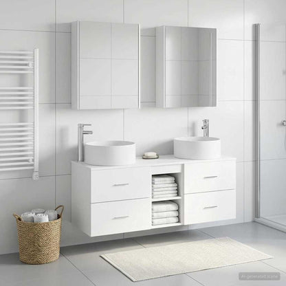 vidaXL Bathroom Furniture Set 5 pcs White Engineered Wood and Glass