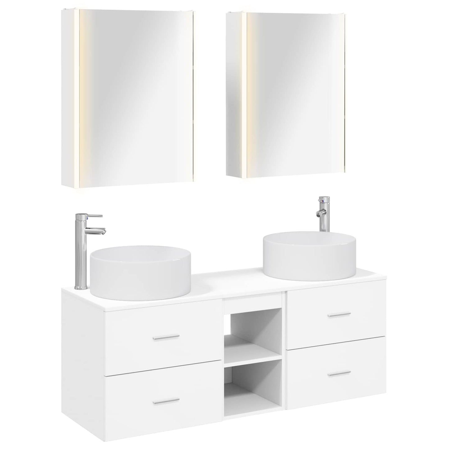 vidaXL Bathroom Furniture Set 5 pcs White Engineered Wood and Glass