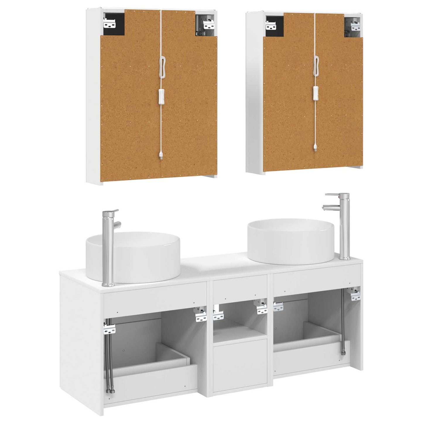 vidaXL Bathroom Furniture Set 5 pcs White Engineered Wood and Glass