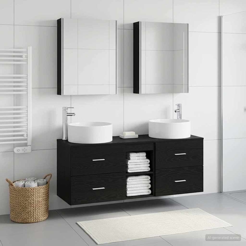 vidaXL Bathroom Furniture Set 5 pcs Black Oak