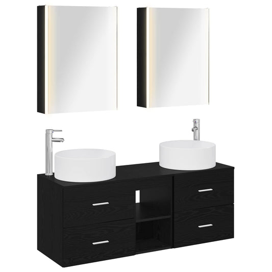 vidaXL Bathroom Furniture Set 5 pcs Black Oak