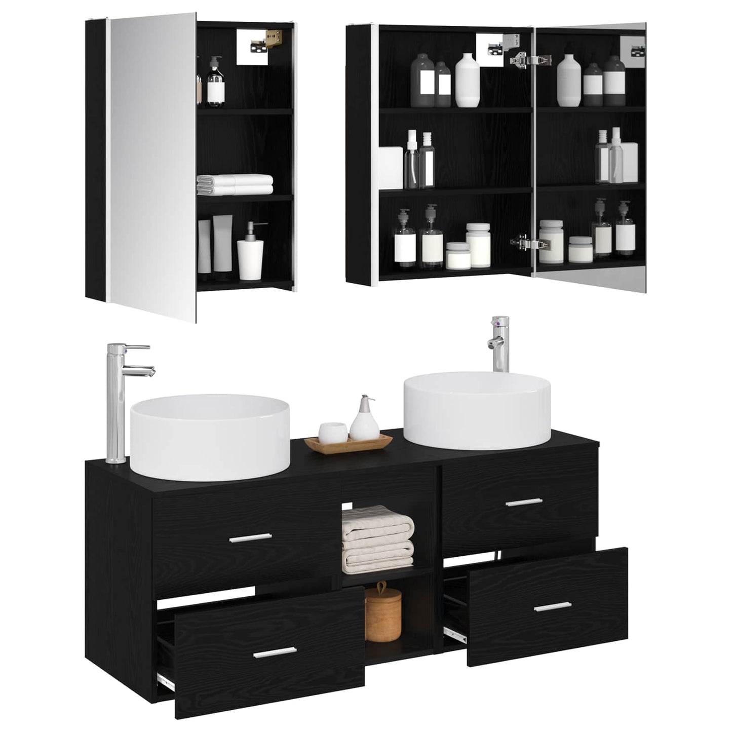 vidaXL Bathroom Furniture Set 5 pcs Black Oak