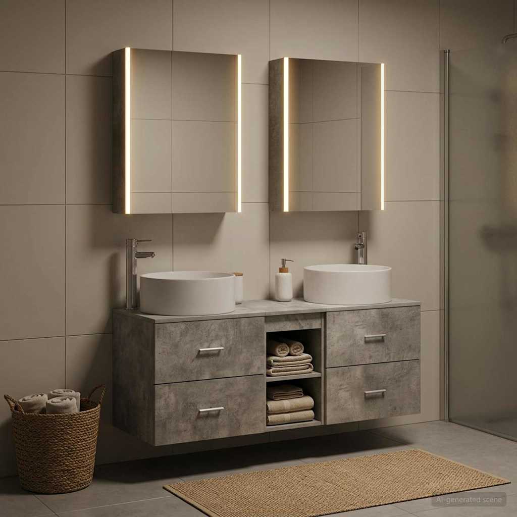 vidaXL Bathroom Furniture Set 5 pcs Concrete Grey
