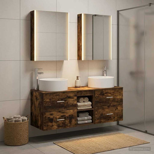 vidaXL Bathroom Furniture Set 5 pcs Smoked Oak