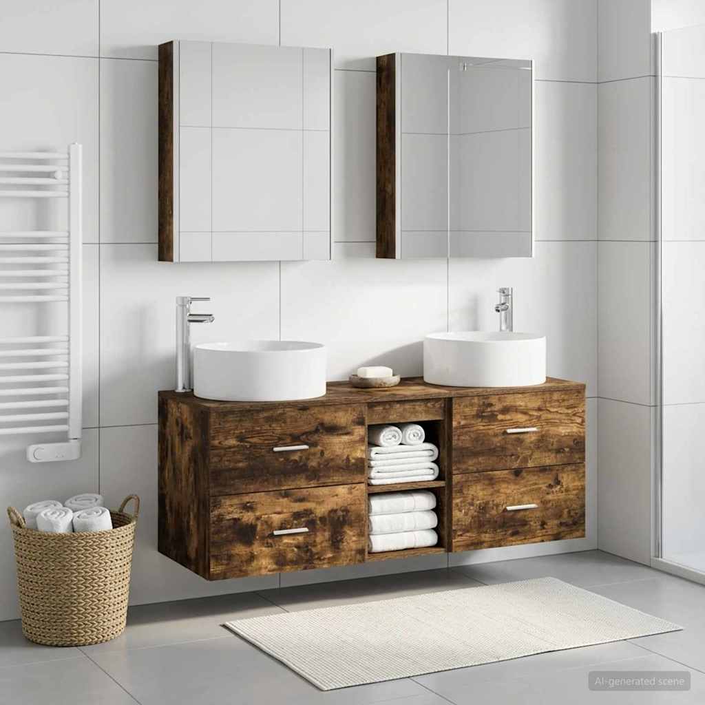 vidaXL Bathroom Furniture Set 5 pcs Smoked Oak