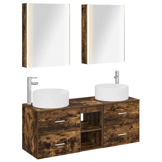 vidaXL Bathroom Furniture Set 5 pcs Smoked Oak
