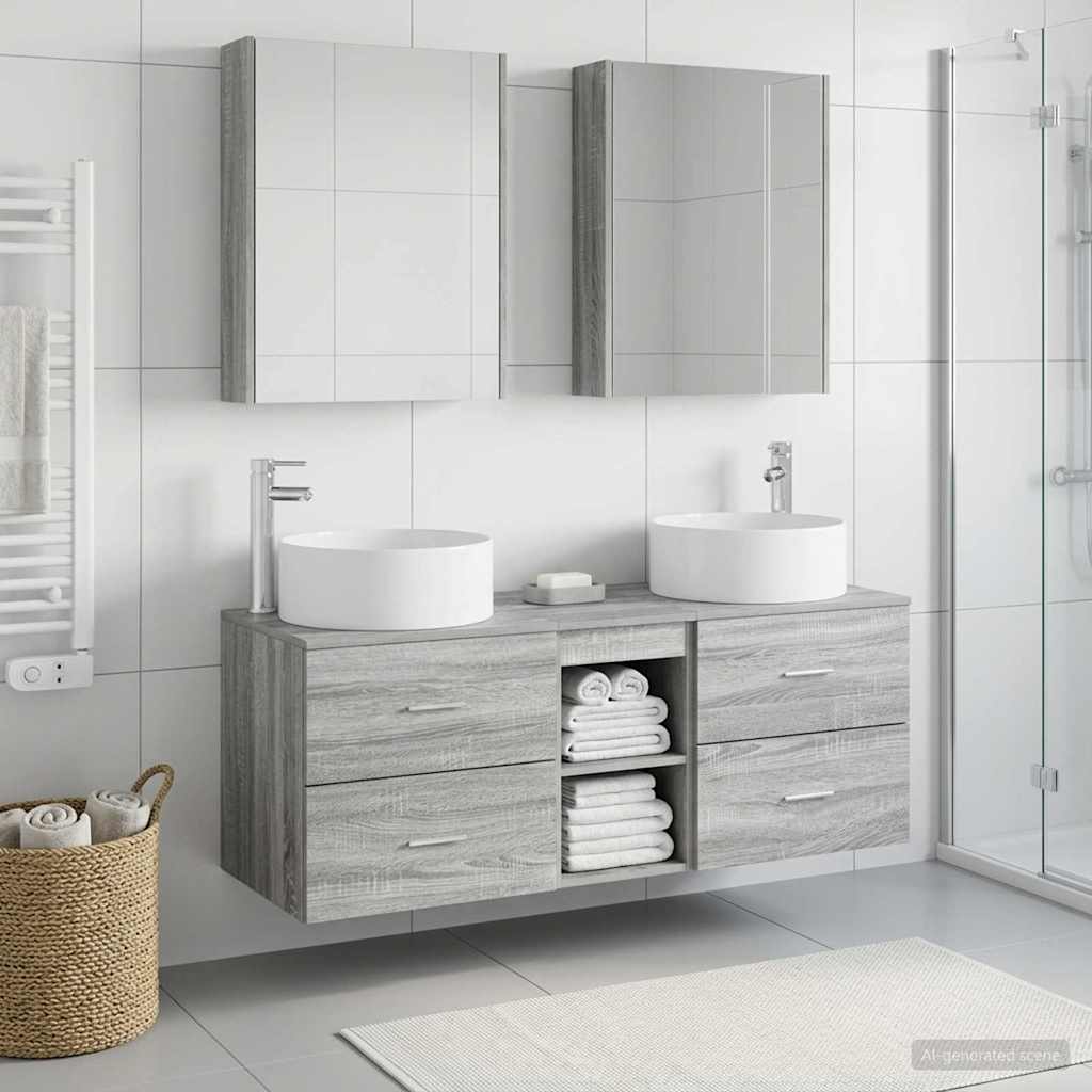 vidaXL Bathroom Furniture Set 5 pcs Grey Sonoma