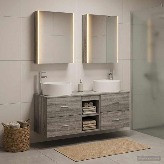 vidaXL Bathroom Furniture Set 5 pcs Grey Sonoma