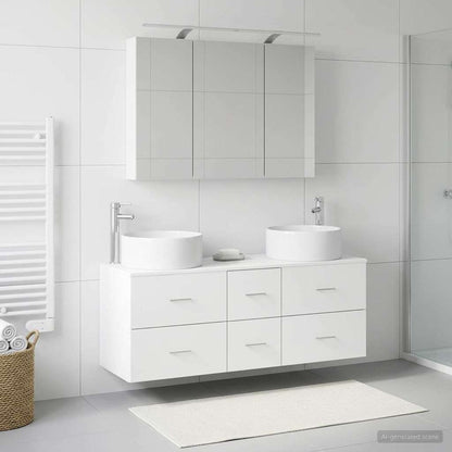 vidaXL Bathroom Furniture Set 4 pcs White Engineered Wood and Glass