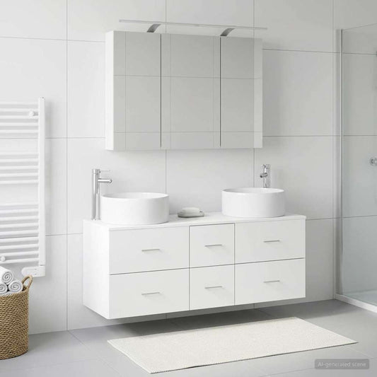 vidaXL Bathroom Furniture Set 4 pcs White Engineered Wood and Glass