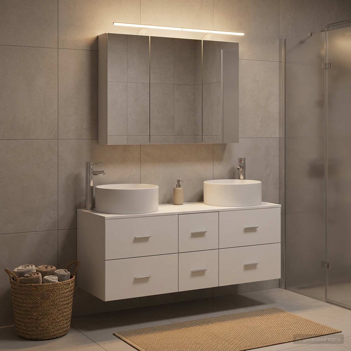 vidaXL Bathroom Furniture Set 4 pcs White Engineered Wood and Glass