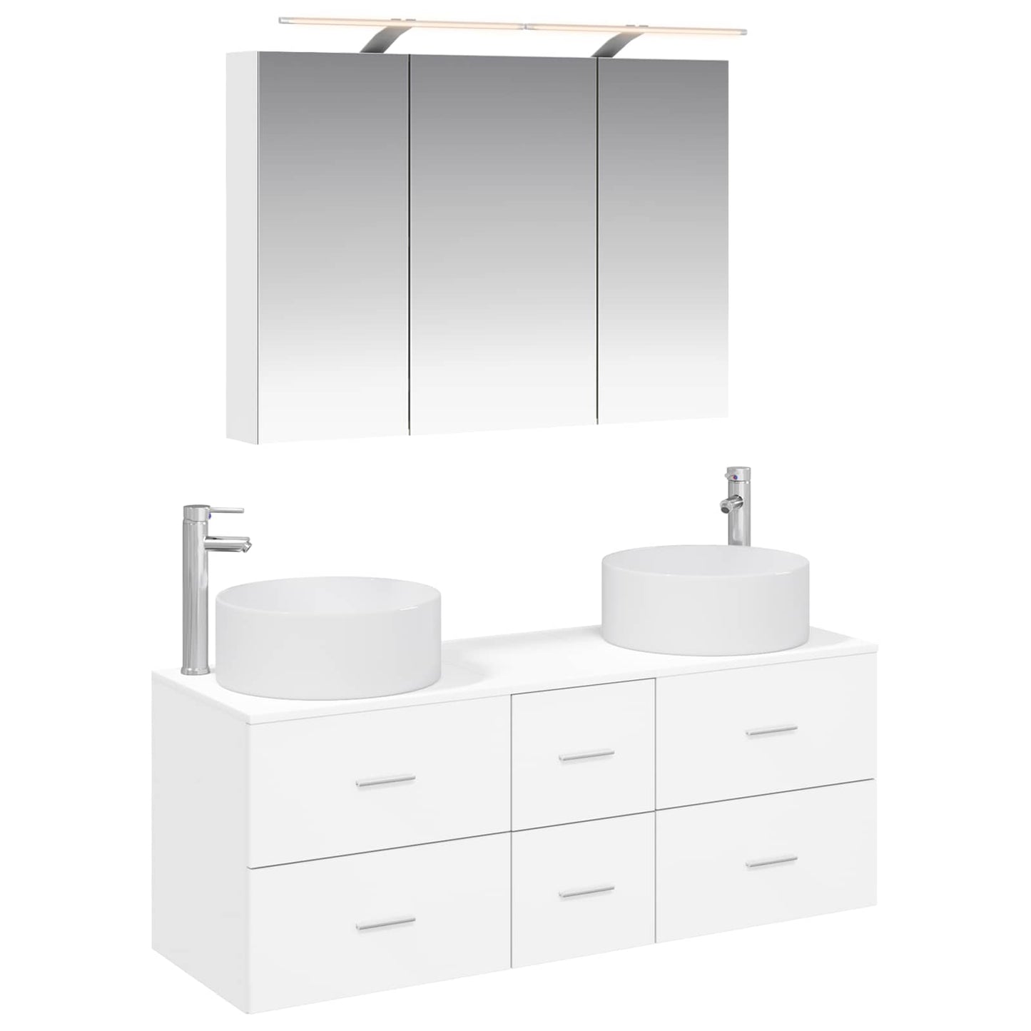 vidaXL Bathroom Furniture Set 4 pcs White Engineered Wood and Glass