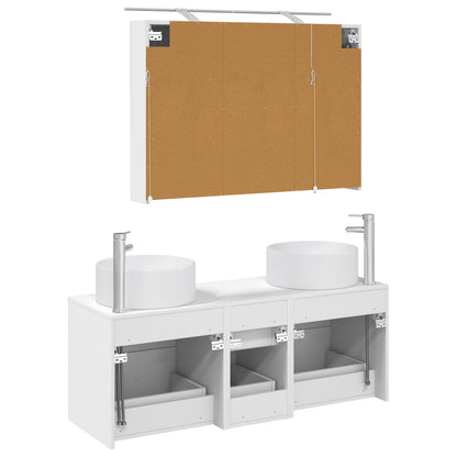 vidaXL Bathroom Furniture Set 4 pcs White Engineered Wood and Glass