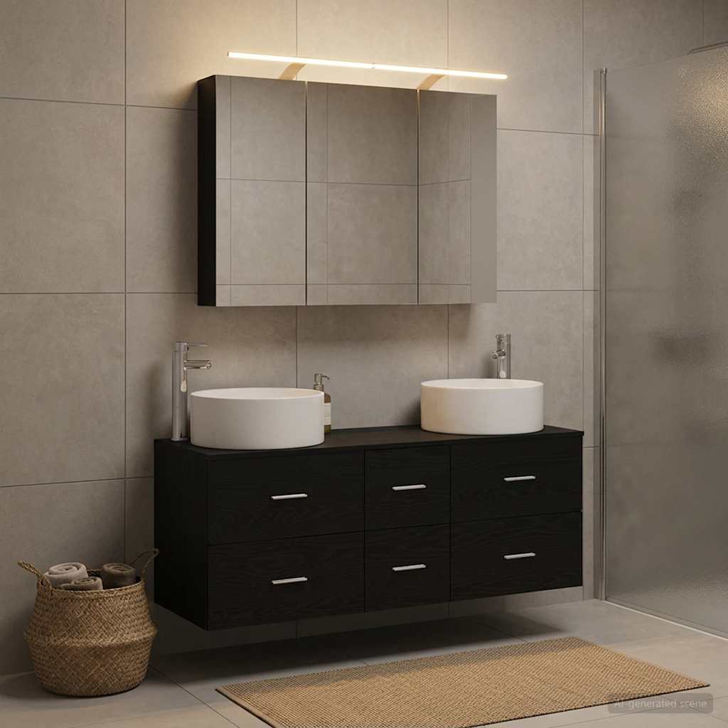 vidaXL Bathroom Furniture Set 4 pcs Black Oak