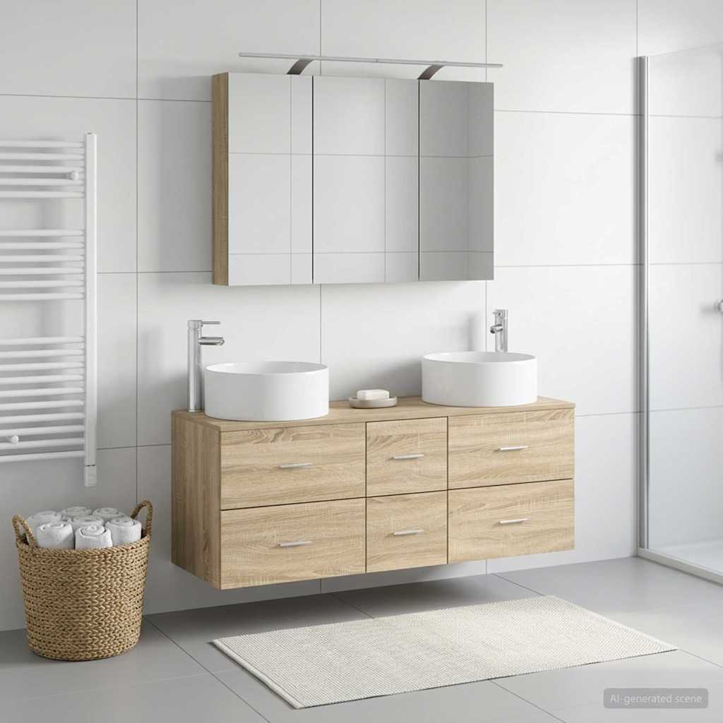 vidaXL Bathroom Furniture Set 4 pcs Sonoma Oak