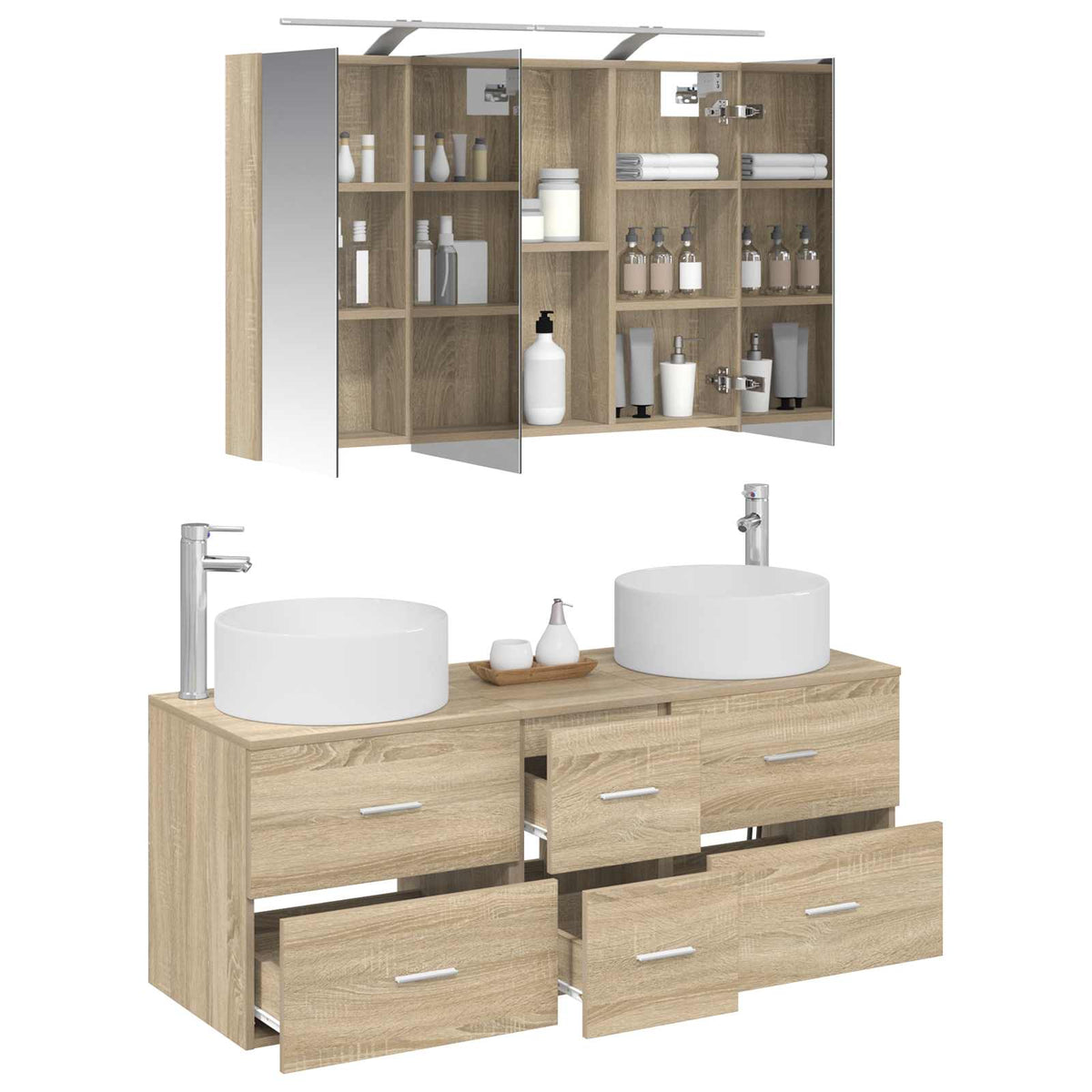 vidaXL Bathroom Furniture Set 4 pcs Sonoma Oak