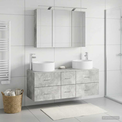vidaXL Bathroom Furniture Set 4 pcs Concrete Grey