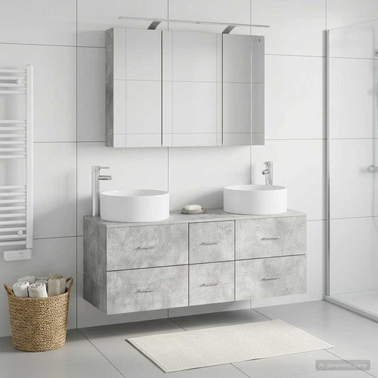 vidaXL Bathroom Furniture Set 4 pcs Concrete Grey