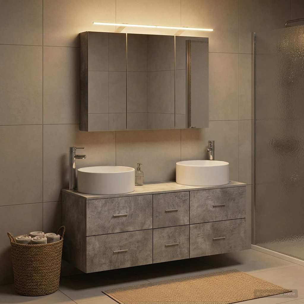 vidaXL Bathroom Furniture Set 4 pcs Concrete Grey