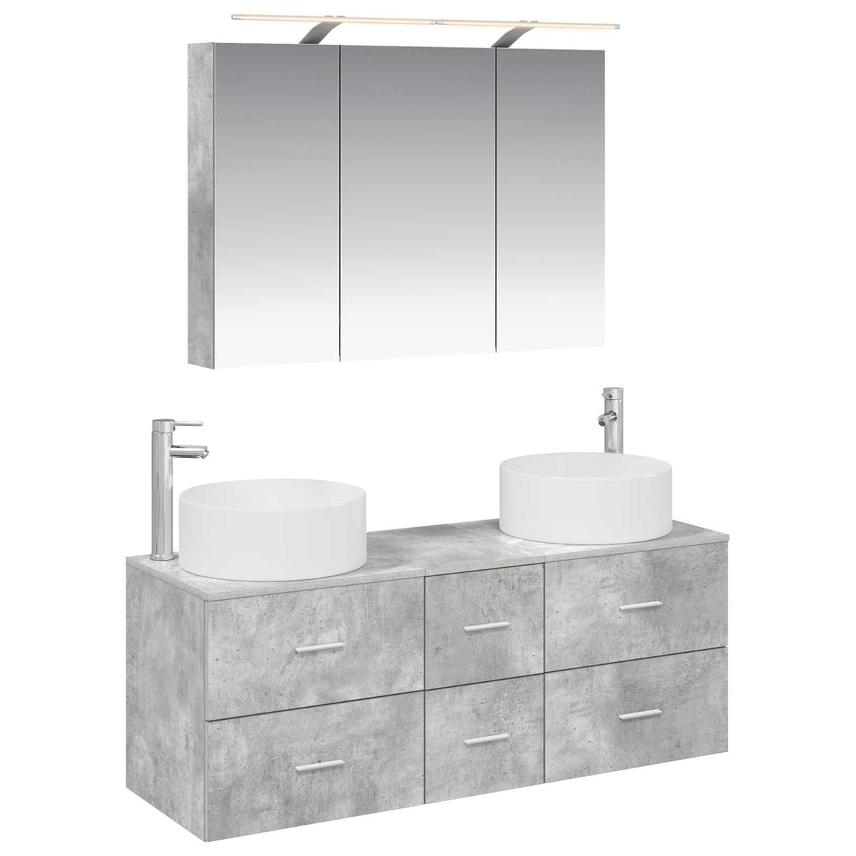 vidaXL Bathroom Furniture Set 4 pcs Concrete Grey
