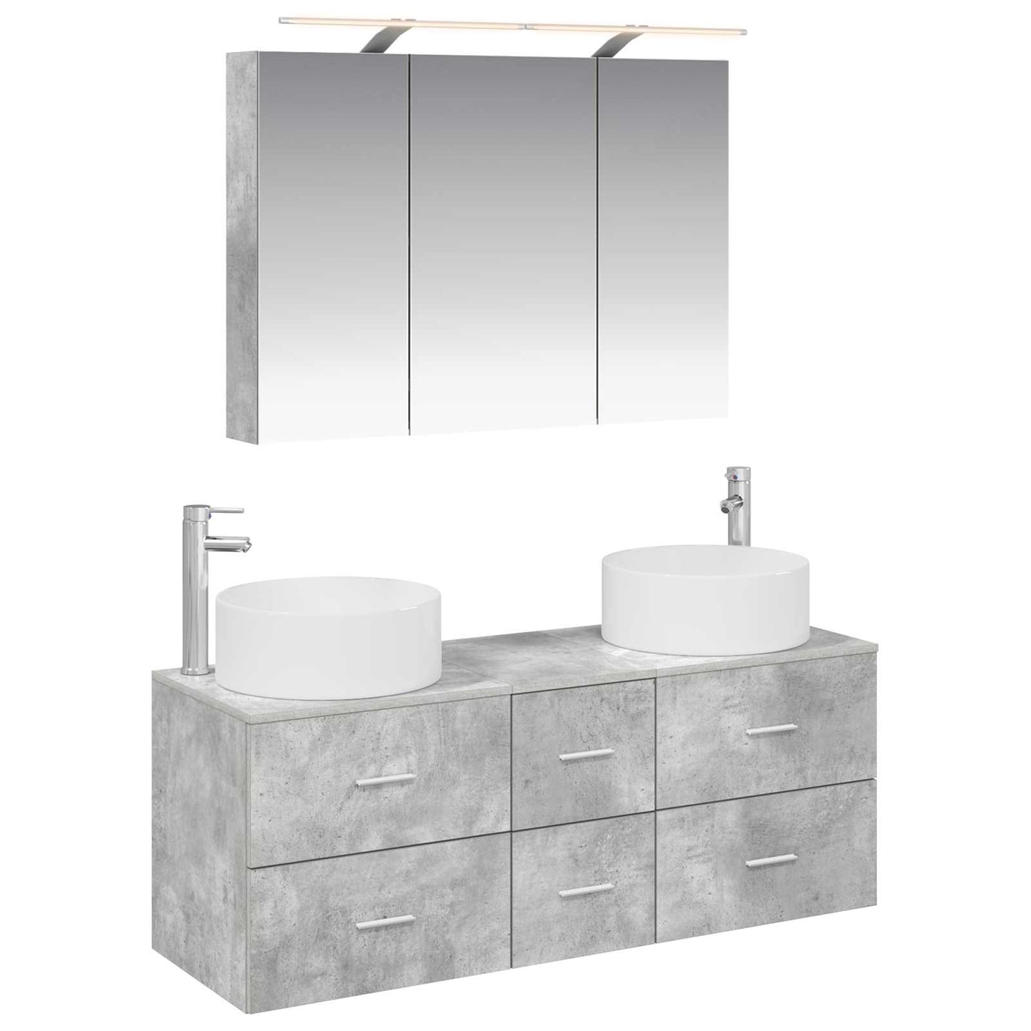 vidaXL Bathroom Furniture Set 4 pcs Concrete Grey