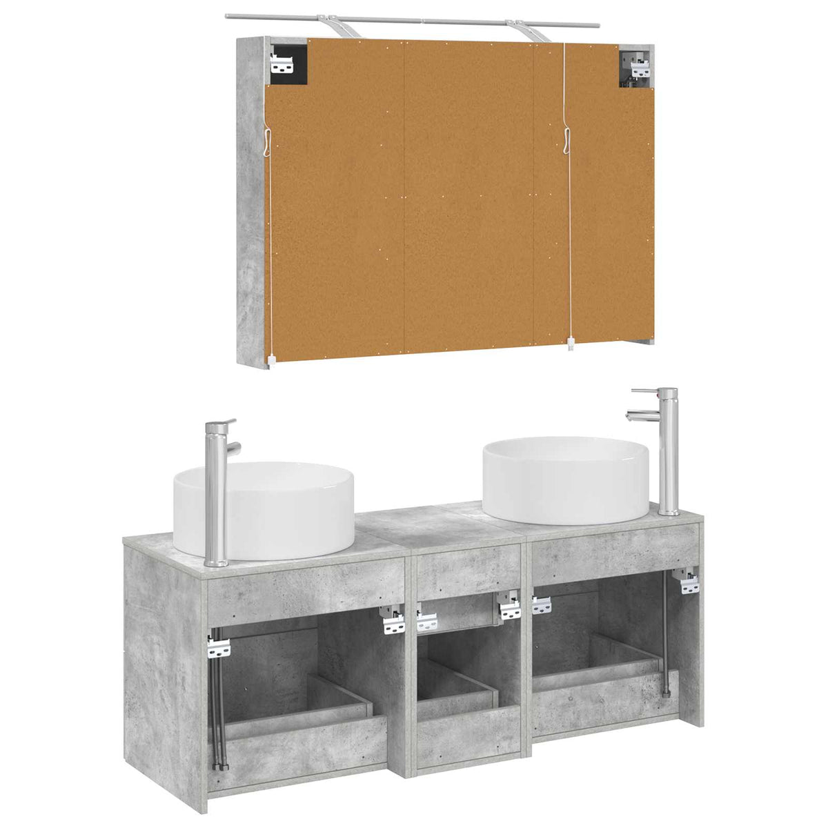 vidaXL Bathroom Furniture Set 4 pcs Concrete Grey