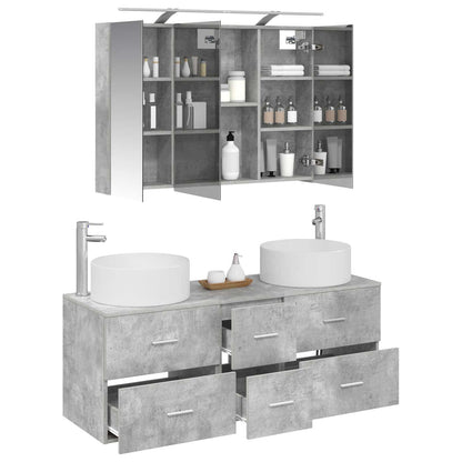 vidaXL Bathroom Furniture Set 4 pcs Concrete Grey