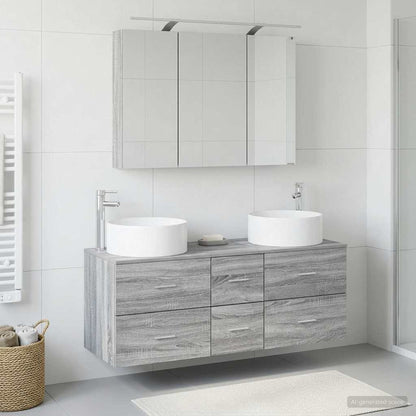 vidaXL Bathroom Furniture Set 4 pcs Grey Sonoma