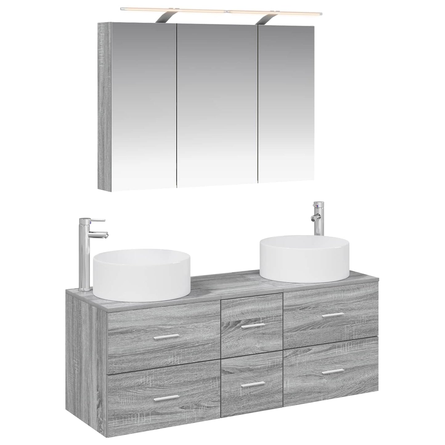 vidaXL Bathroom Furniture Set 4 pcs Grey Sonoma