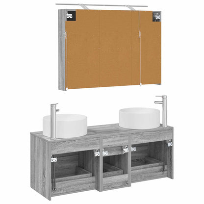 vidaXL Bathroom Furniture Set 4 pcs Grey Sonoma