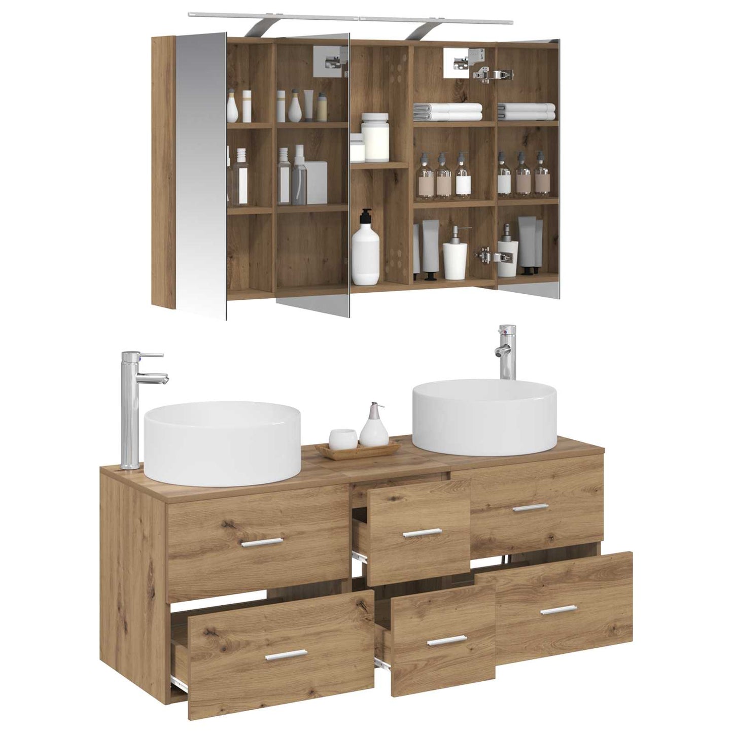 vidaXL Bathroom Furniture Set 4 pcs Artisan Oak