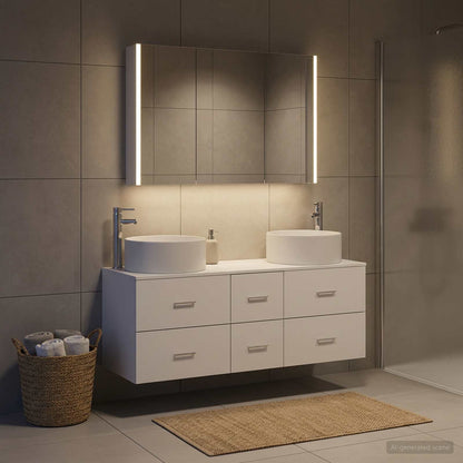 vidaXL Bathroom Furniture Set 4 pcs White Engineered Wood and Glass