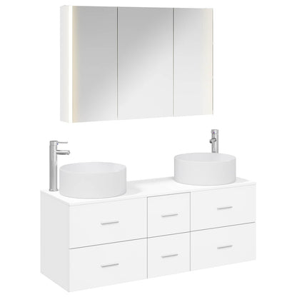 vidaXL Bathroom Furniture Set 4 pcs White Engineered Wood and Glass