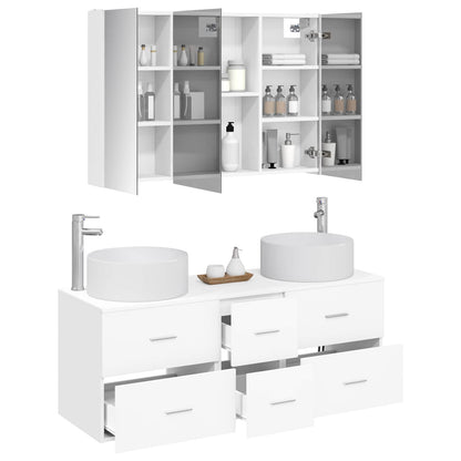 vidaXL Bathroom Furniture Set 4 pcs White Engineered Wood and Glass